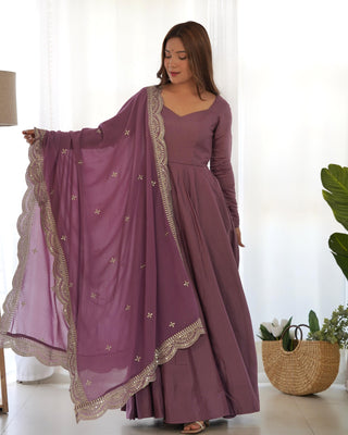 Formal gown long mauve color silk gown for women
