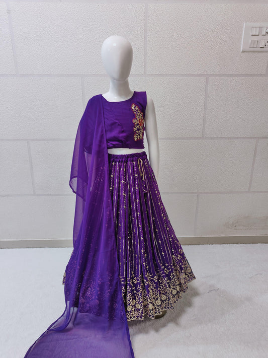 Purple color georgette lehenga choli for girls online
