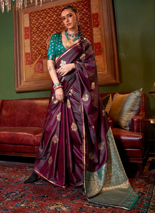 Pure wine satin saree for women price
