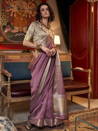 Onion color moss chiffon saree