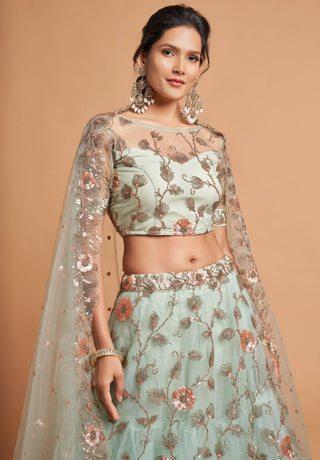 Sky Blue lehenga for Engagement