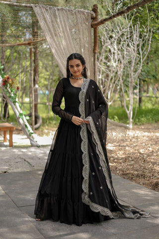 Black gown with dupatta