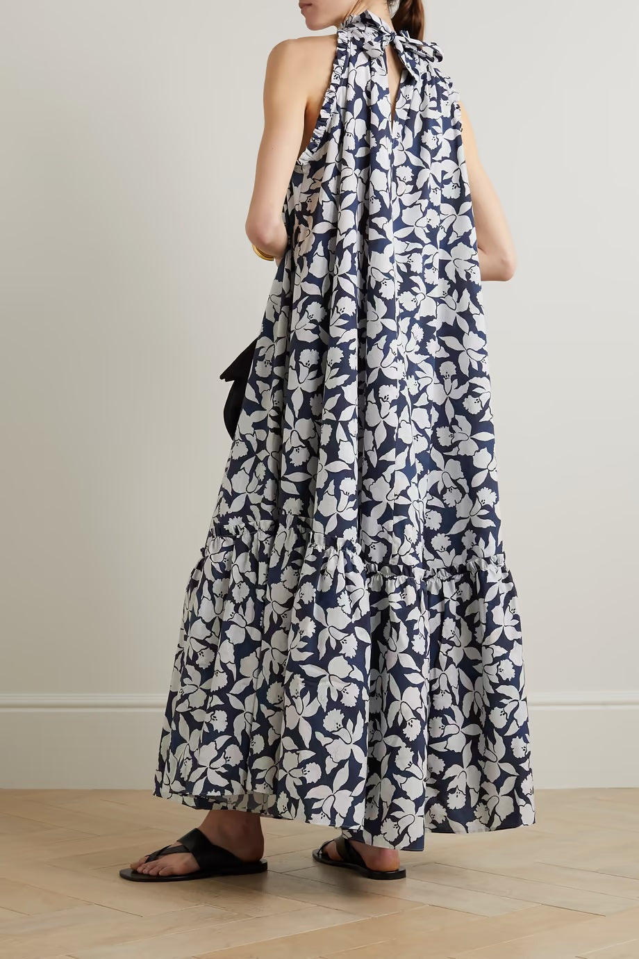 Long maxi dress with frills for wedding