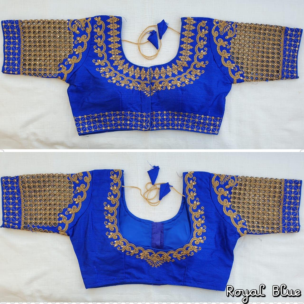 Royal Blue color phantom silk blouse online shopping