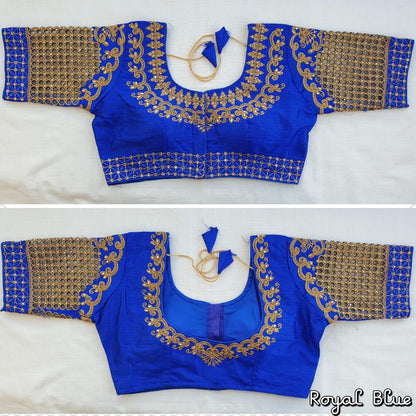 Royal Blue color phantom silk blouse online shopping