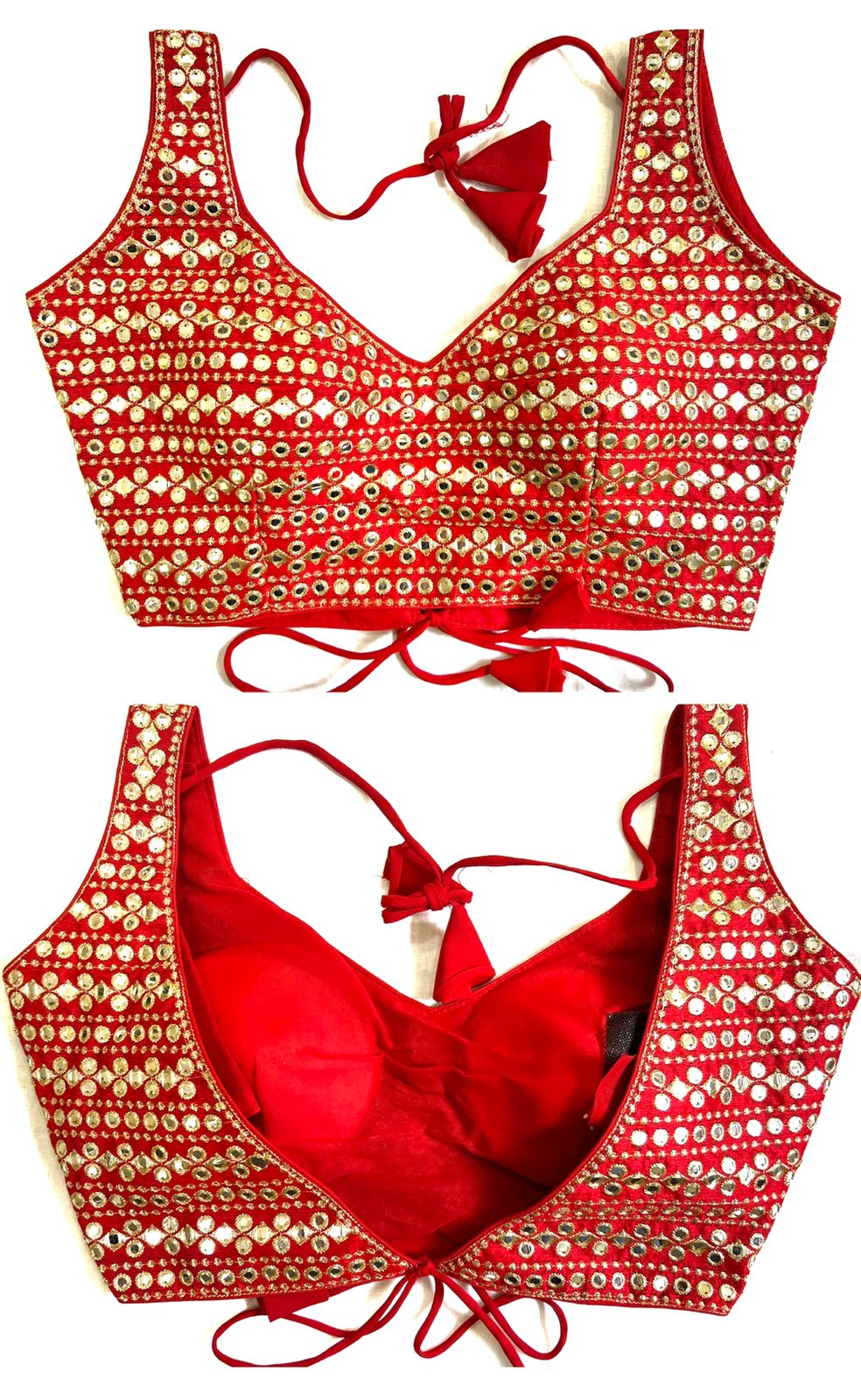 Red Color mirror work blouse online