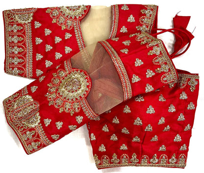 Red color readymade silk blouse for women