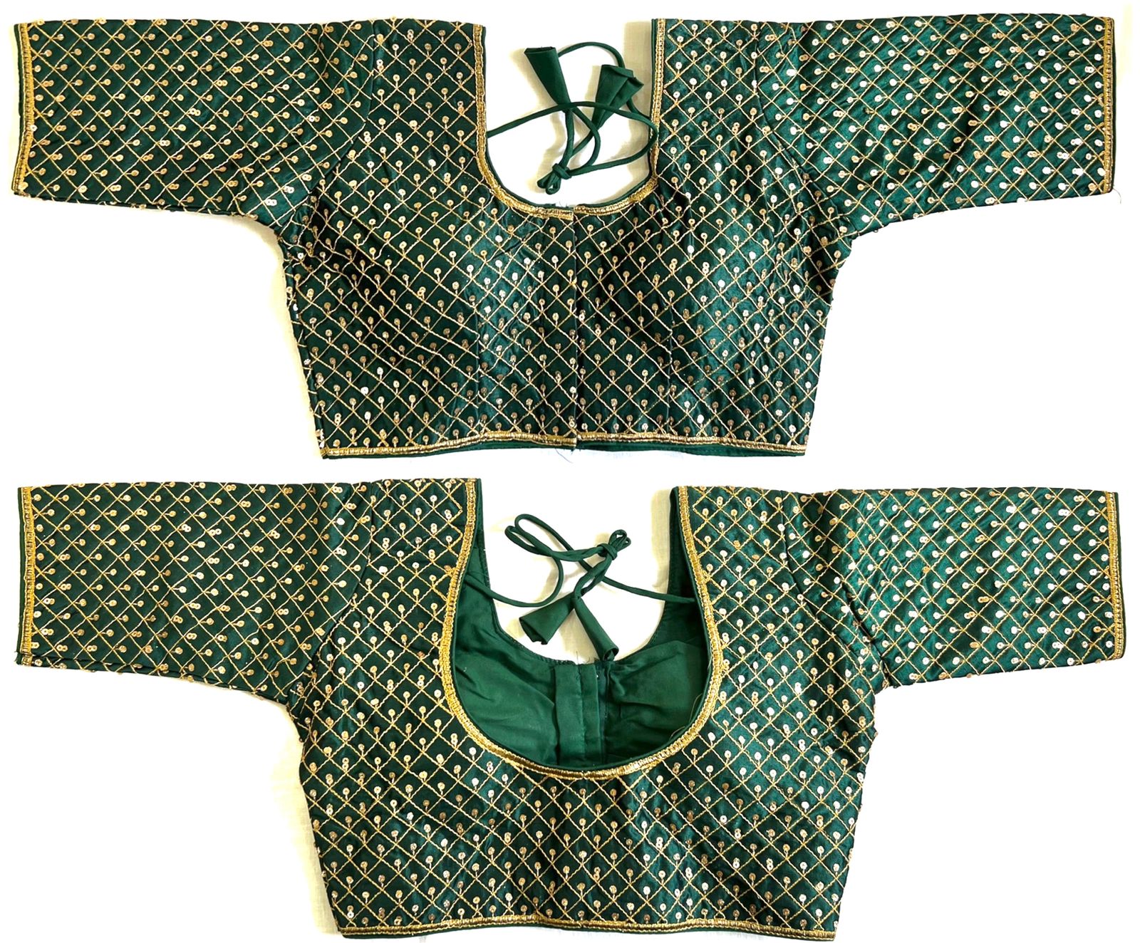 Dark green color silk sequins work blouse online