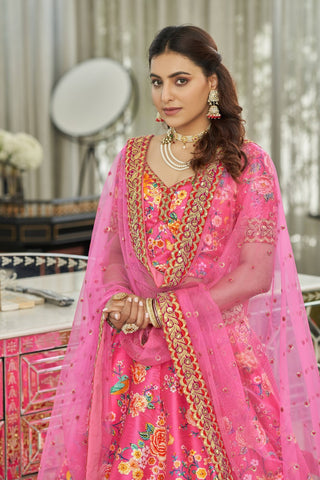 Pink silk lehenga with price