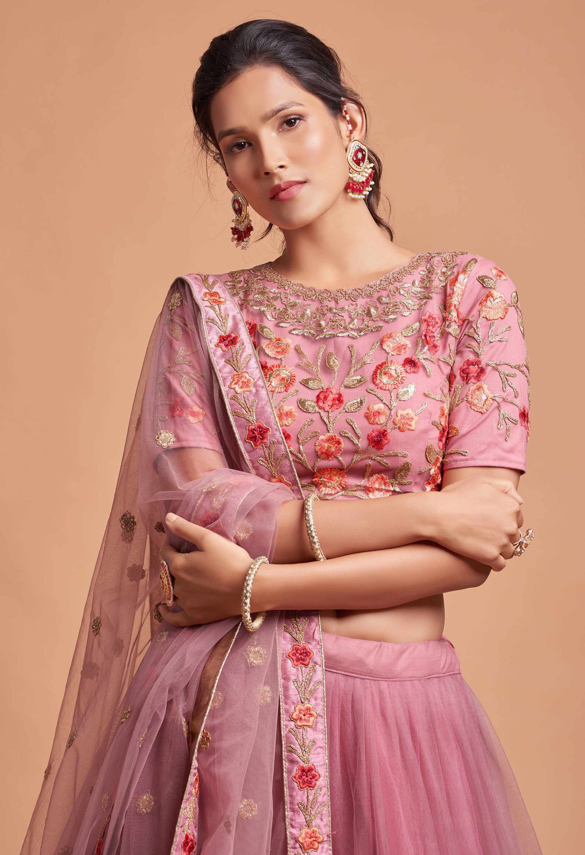 Pink Lehenga Matching Dupatta
