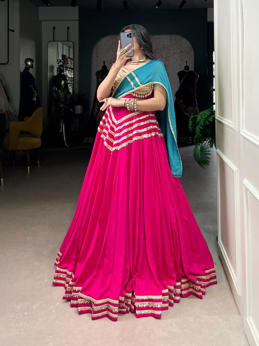Pink color rayon lehenga choli USA