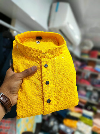 mens yellow kurta pajama