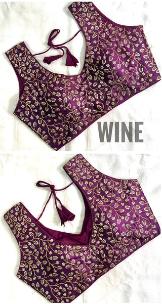 Fentam Silk Wine Blouse For Lehenga Choli