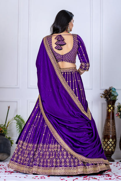 Purple color vichitra silk chaniya choli USA