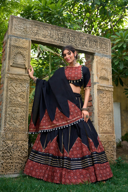 Black color cotton lehenga choli for navratri price
