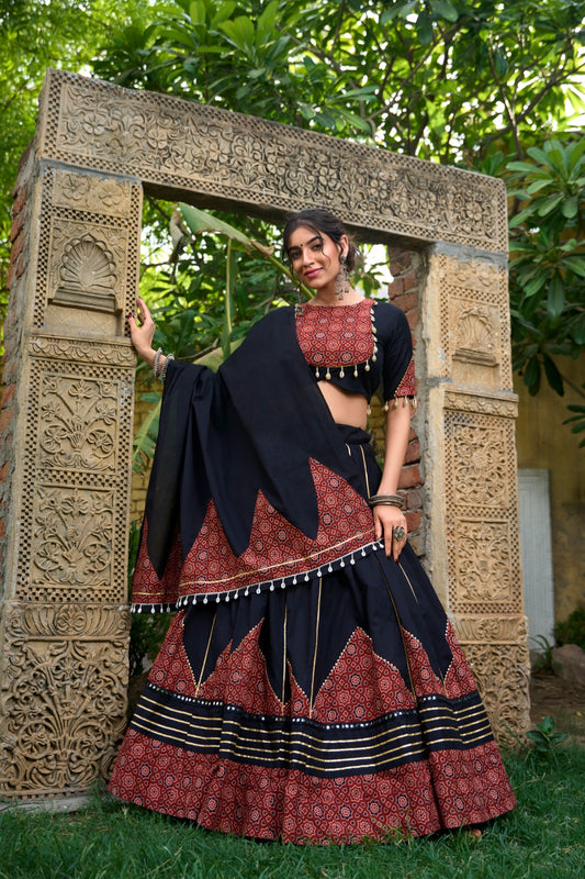 Black color cotton lehenga choli for navratri price
