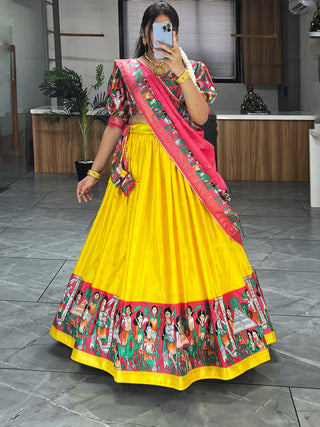 Yellow Navratri style lehenga choli