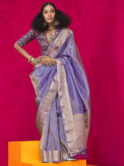 Purple color tissue silk saree for women with price
