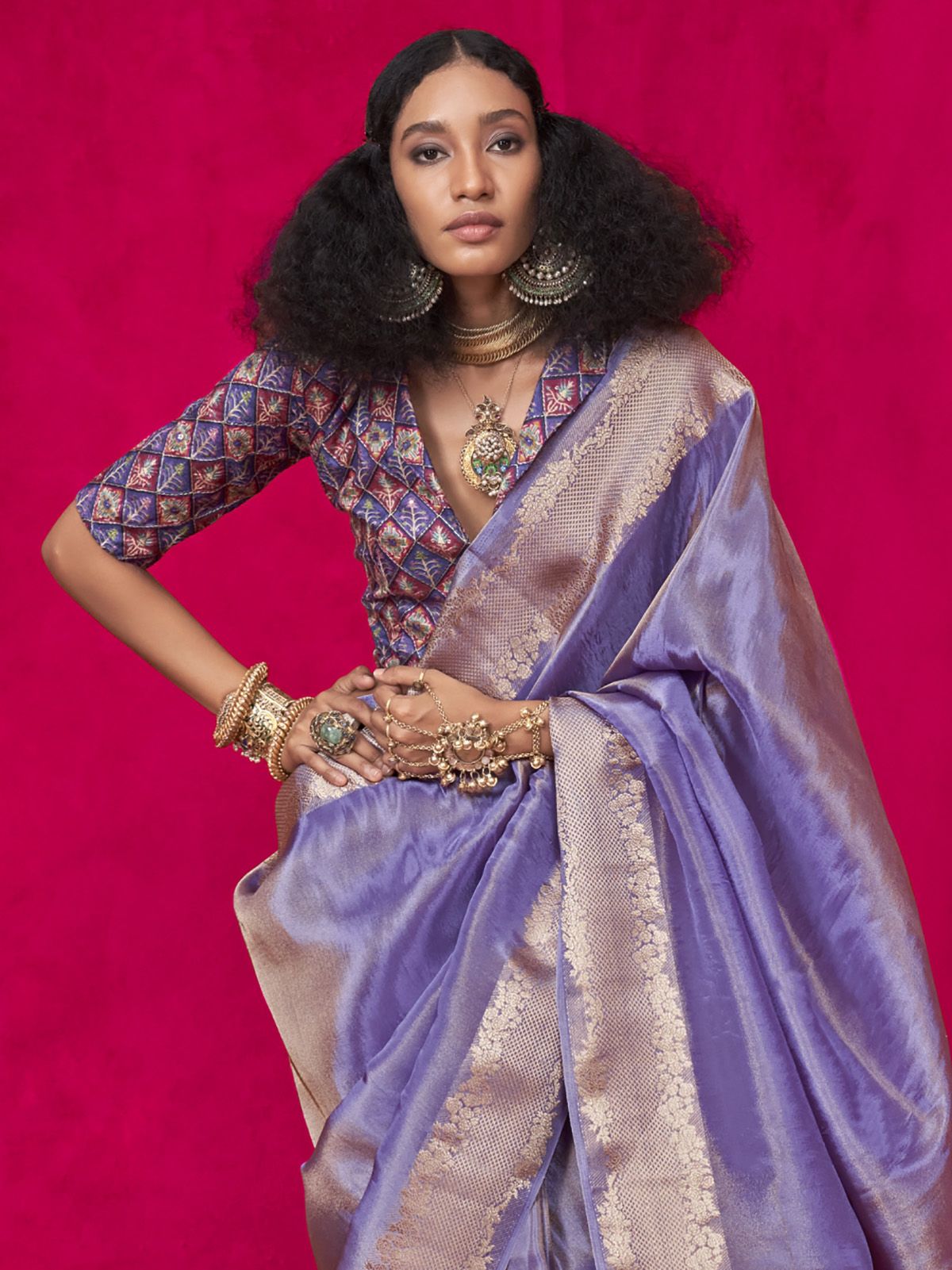 purple tissue handloom silk saree for women