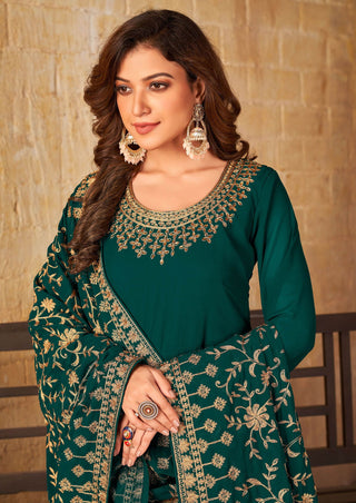 Anarkali long green color gown price