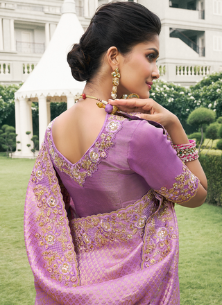 Purple color tissue silk saree online shopping