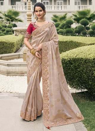 Beige color tissue silk saree for women with price
