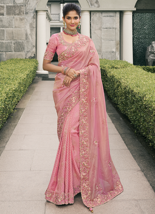 Pink Tissue Silk Saree
