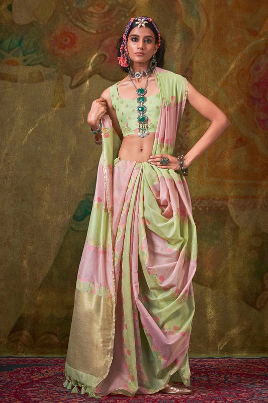 Green color handloom saree for women