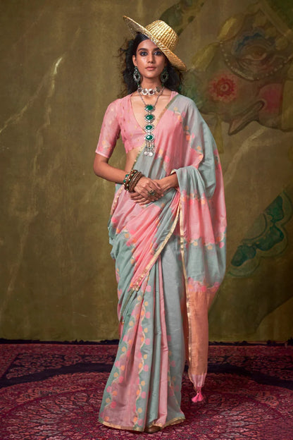 Pink color handloom saree for women