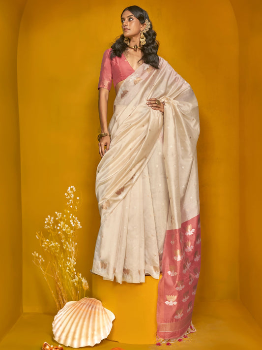 Off white color tussar silk saree for women price
