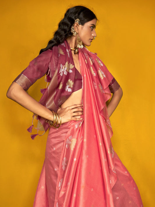 Peach colour Saree for Wedding
