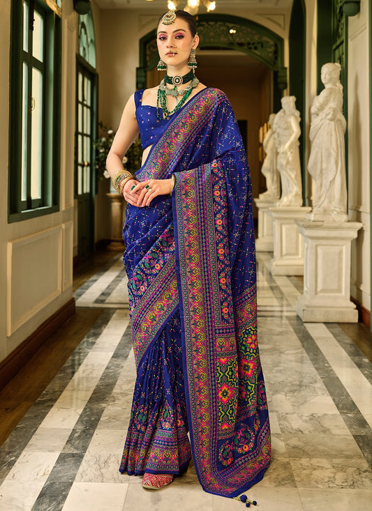 Navy Blue Banarasi Silk Saree
