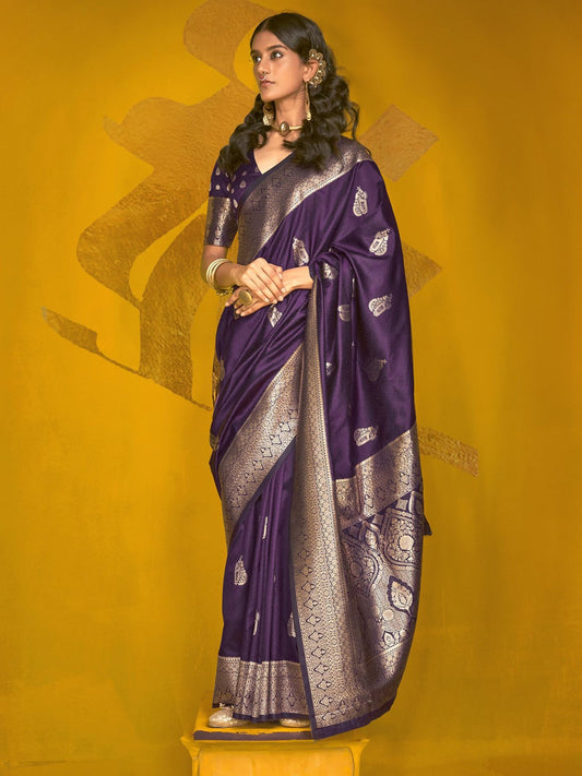 Wine color handloom silk saree for women