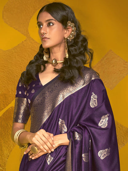 Wine color handloom silk saree with blouse