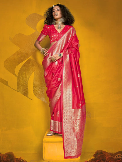 Red color handloom silk saree for women with price
