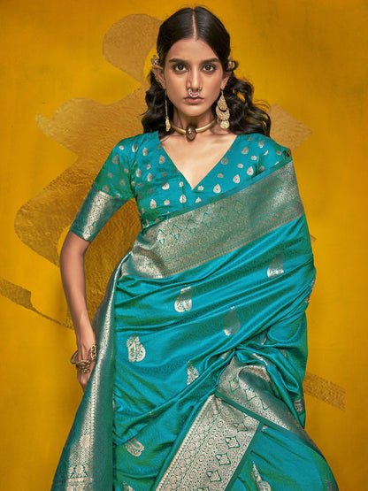 Rama color handloom silk saree price