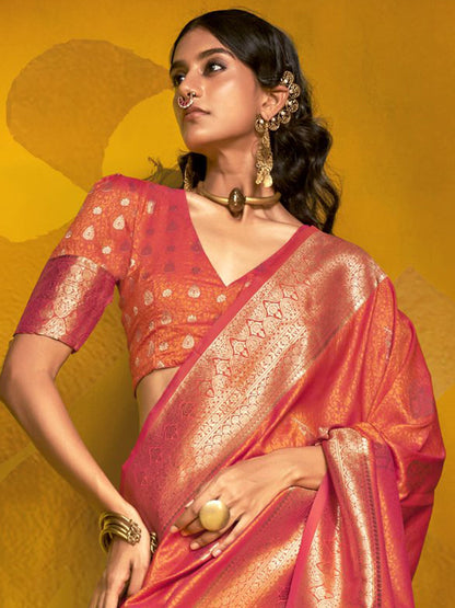 Orange color Saree for wedding
