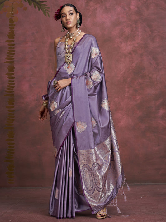 Lavender satin silk saree for women price
