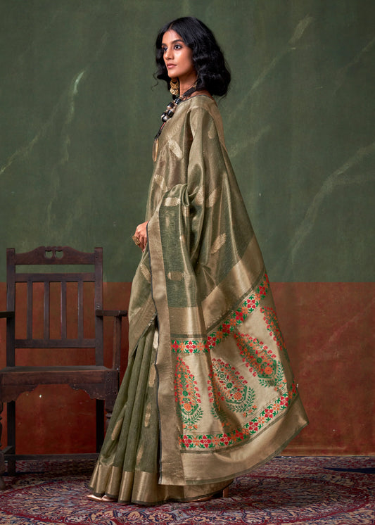 Green paithani tissue saree for women price
