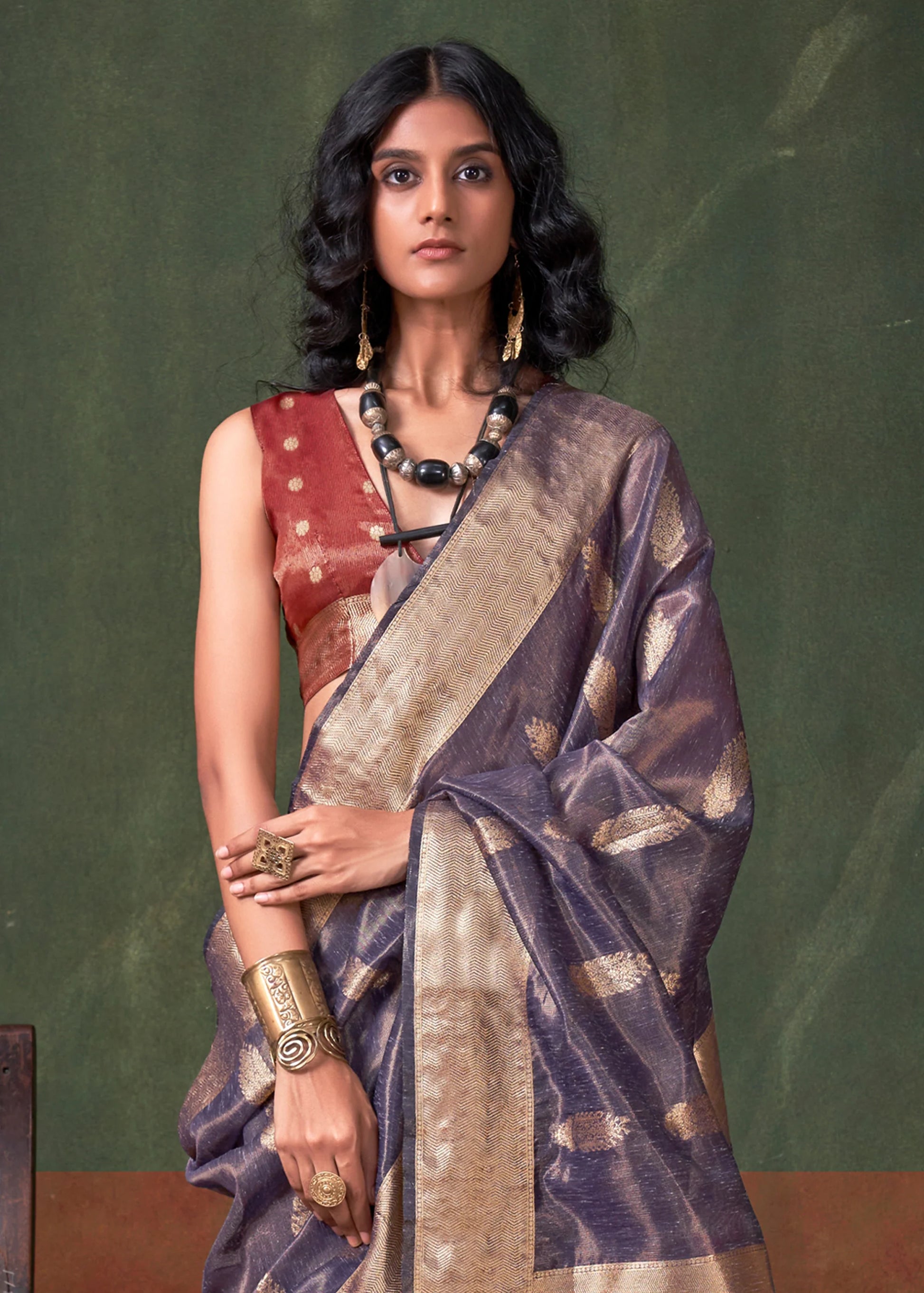 Purple color paithani tissue saree for women online
