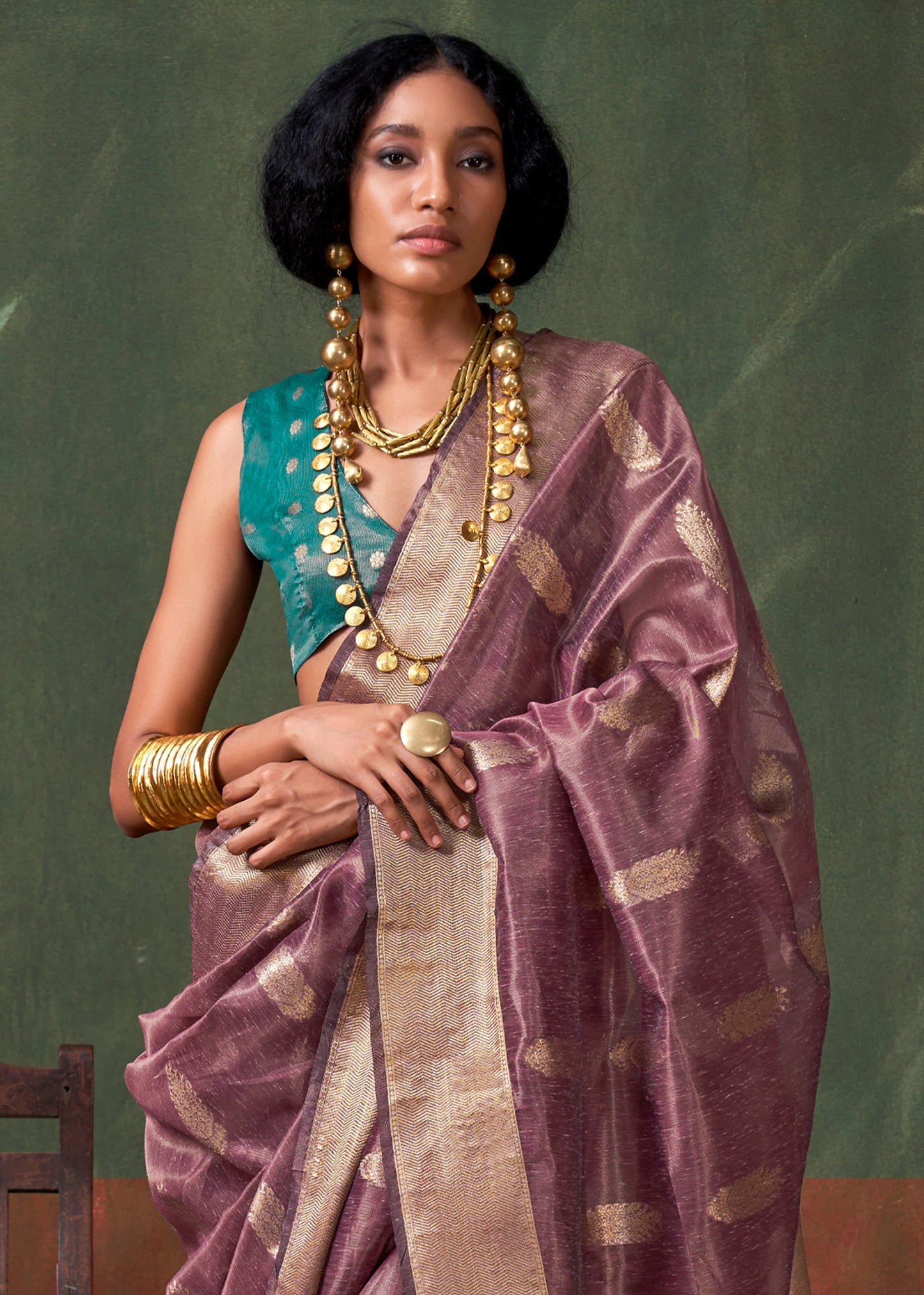 Lavender color paithani tissue saree for women online
