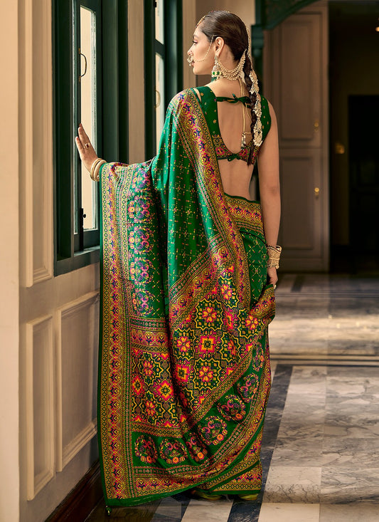 Dark Green Banarasi Silk Saree
