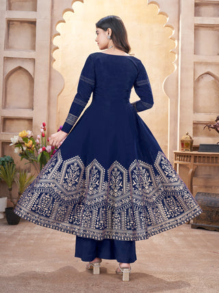 Navy blue color roman silk sharara suit price