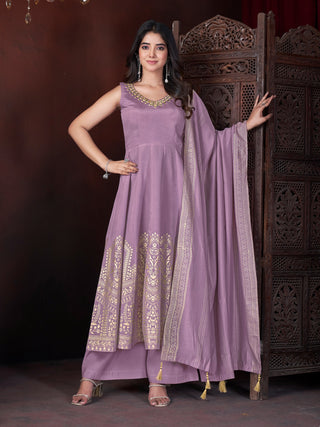 Lavender color roman silk sharara suit for women