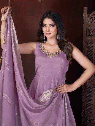 Lavender color roman silk sharara suit price