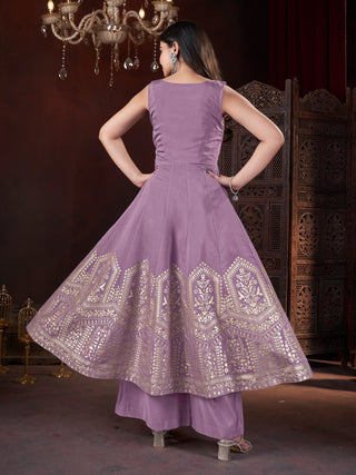 Lavender color roman silk sharara suit online shopping