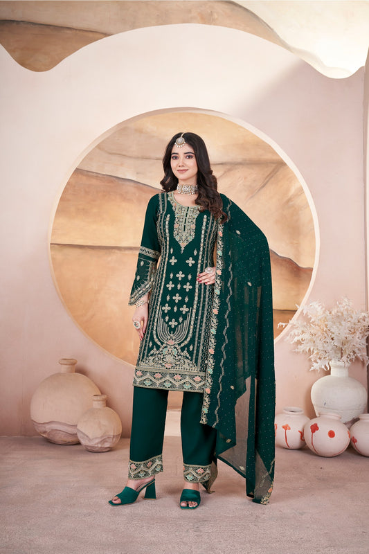 Green color georgette salwar suit for women