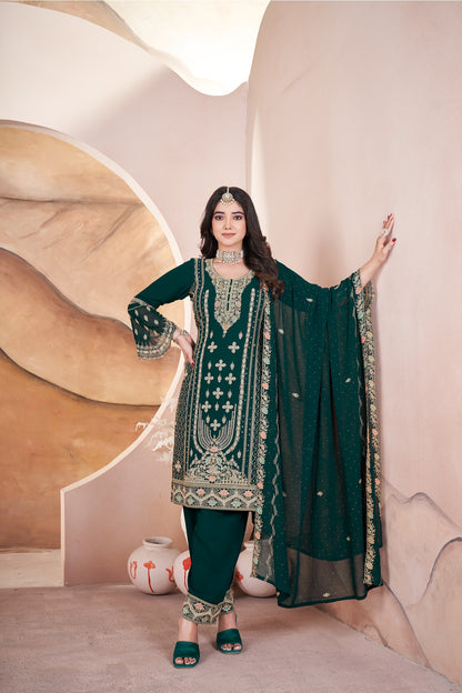 Green color georgette salwar suit for wedding