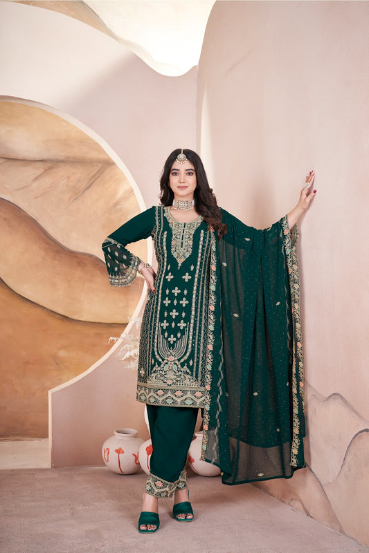Green color georgette salwar suit for wedding