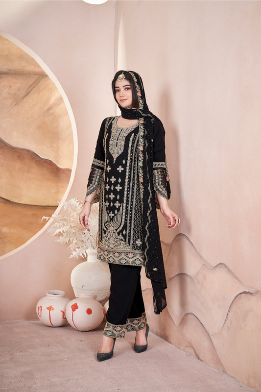Black color georgette salwar suit for women